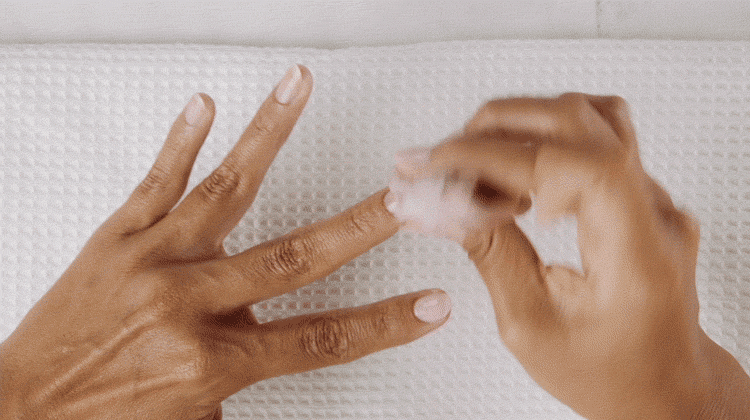 model with polish removal cloth